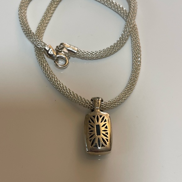925 “Waterford” Blue Topaz Pendant With Mesh Choker Necklace - Picture 14 of 15
